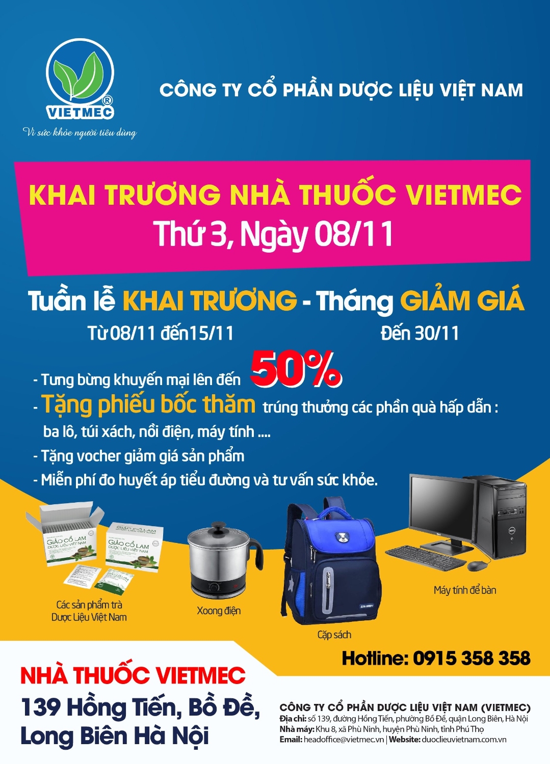 Tưng bừng Tuần lễ khai trương Nhà thuốc Vietmec